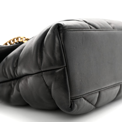 Saint Laurent Lambskin Quilted Medium Loulou Puffer Monogram Chain Satchel Black 9 of 11
