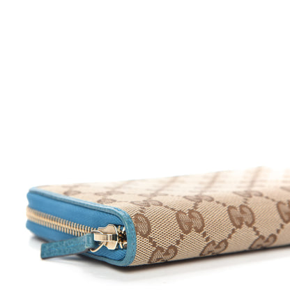 Gucci Monogram Dollar Calfskin Zip Around Wallet Beige Ebony Deep Cobalt 6 of 9