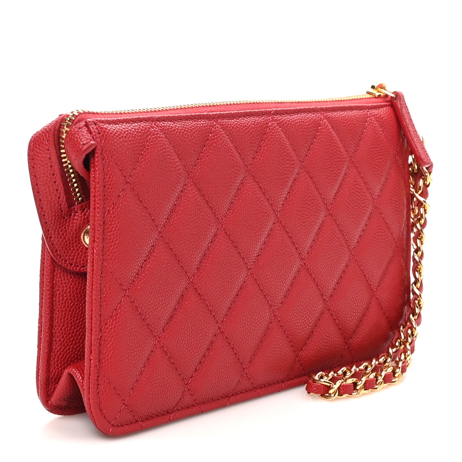 Chanel Caviar Quilted Polly Pocket Pouch Red 4 of 9