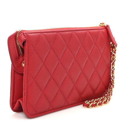 Chanel Caviar Quilted Polly Pocket Pouch Red 4 of 9