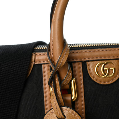 Gucci Monogram Textured Dollar Calfskin Web Mini Bauletto Duffle Top Handle Bag Black Koi Beige 11 of 13