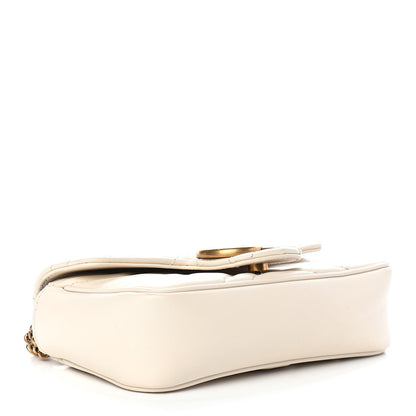 Gucci Calfskin Matelasse Super Mini GG Marmont Shoulder Bag White 4 of 9