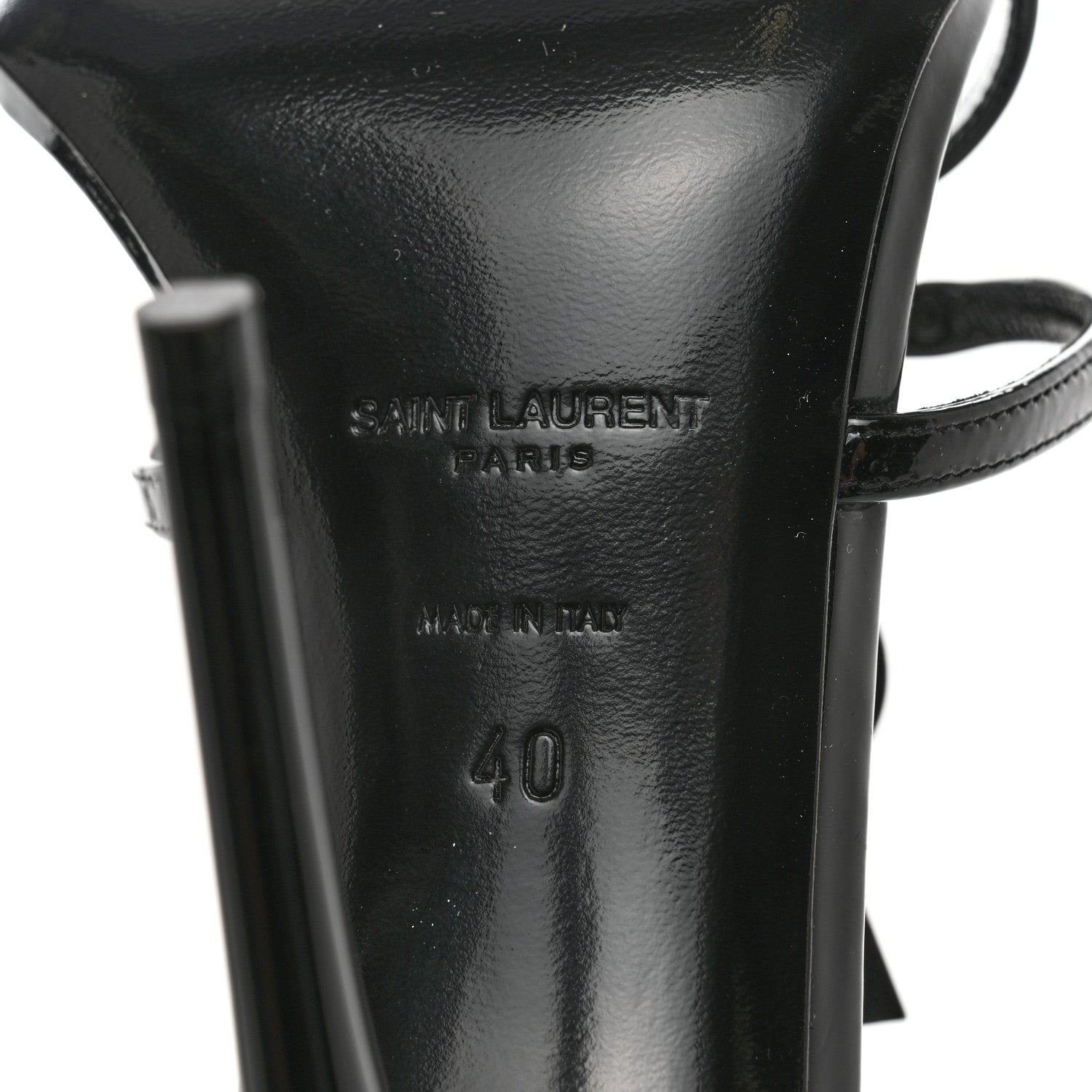 Saint Laurent Patent Cassandra 100 Ankle Strap Sandals 40 Black 8 of 11
