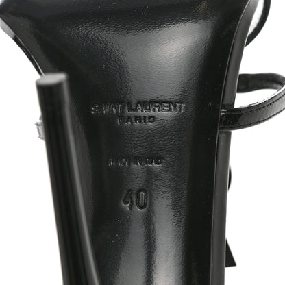 Saint Laurent Patent Cassandra 100 Ankle Strap Sandals 40 Black 8 of 11