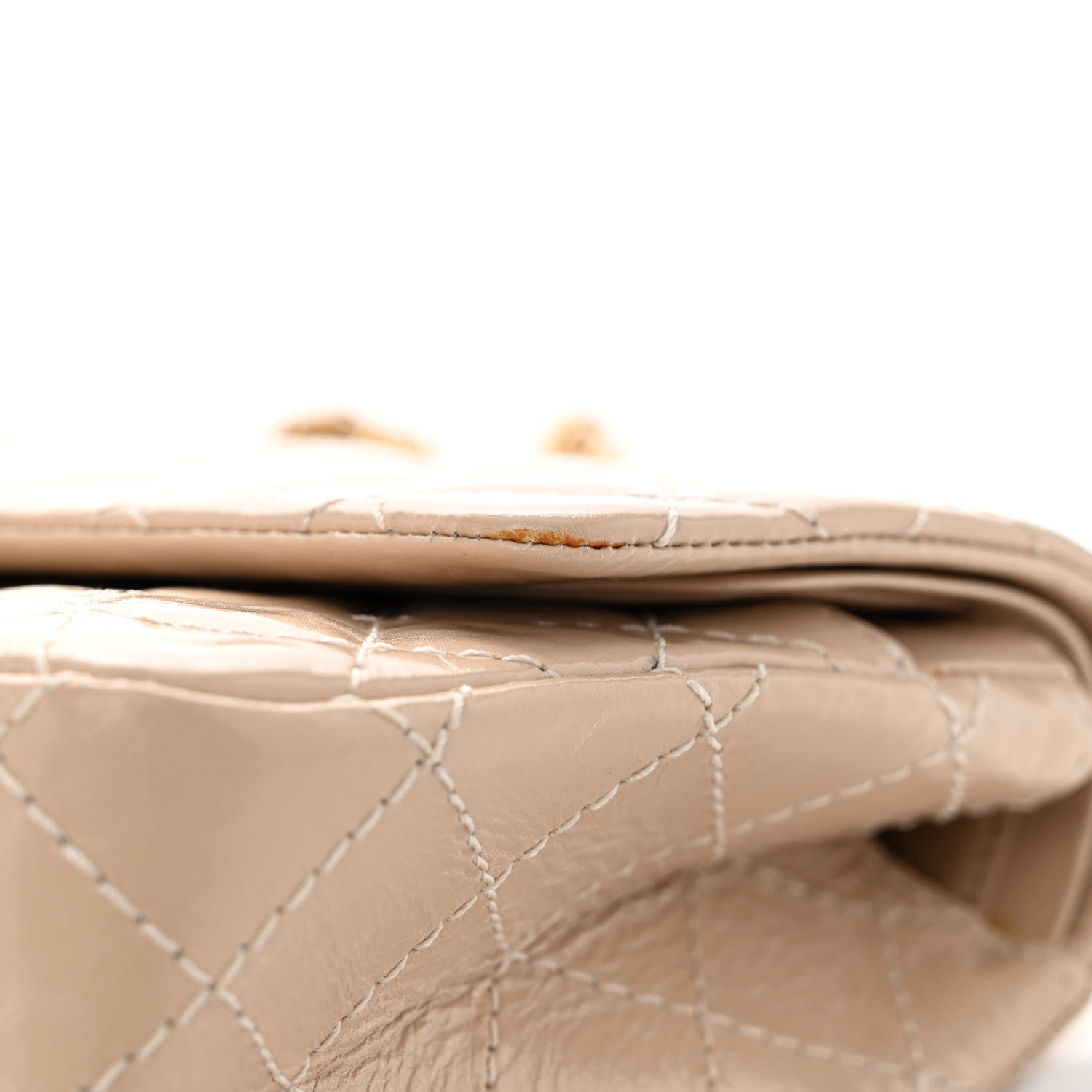 Chanel Patent Distressed Calfskin Quilted 2.55 Reissue 225 Flap Beige 11 of 13