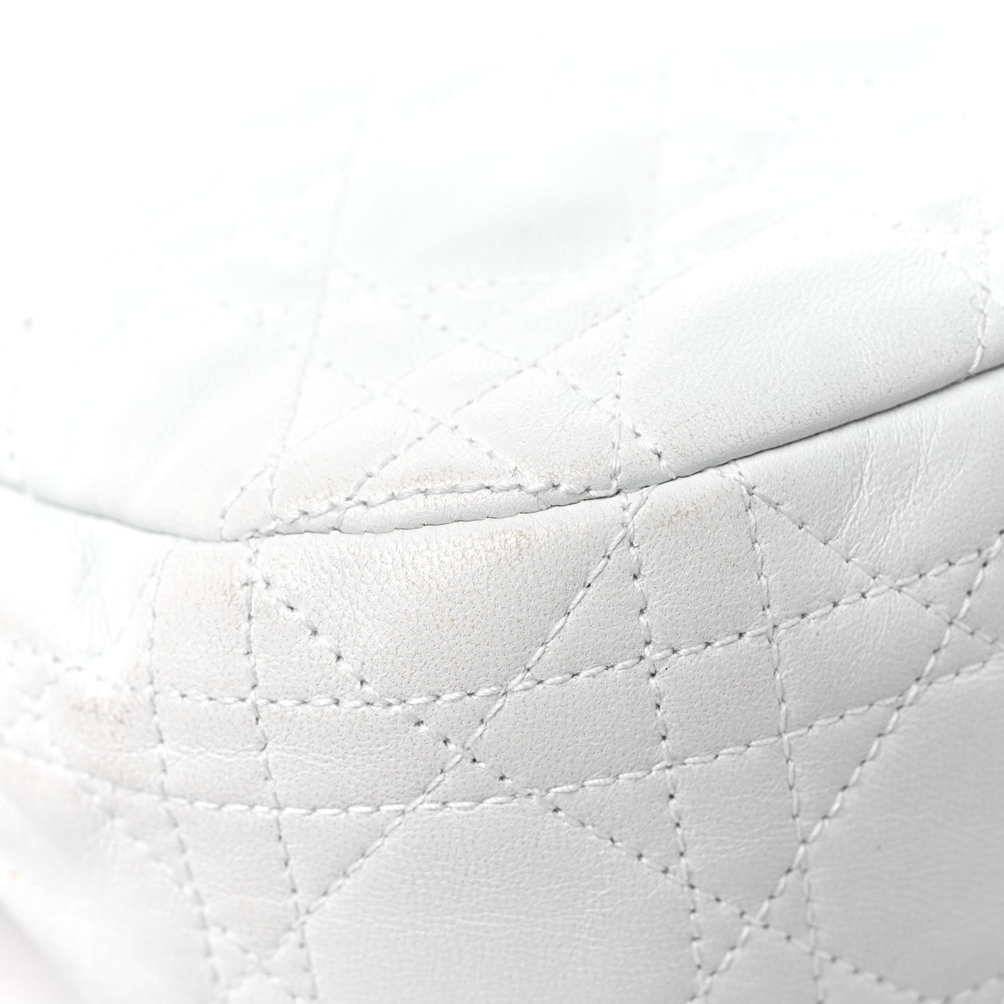 Lambskin Cannage Small Dior Soft Hobo White