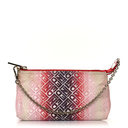 Fendi Canvas Ombre Logo Chain Strap Pochette Red White 1 of 12