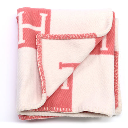Hermes Wool Cashmere Avalon Baby Blanket Rose Airelle White 4 of 6