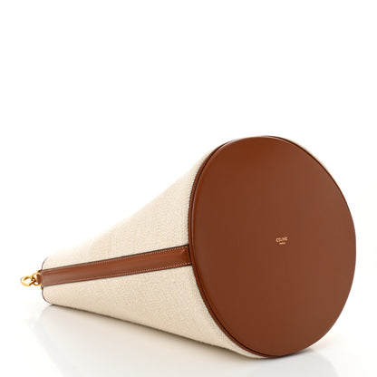 Celine Canvas Calfskin Logo Bucket 16 Bag Natural Tan 5 of 12