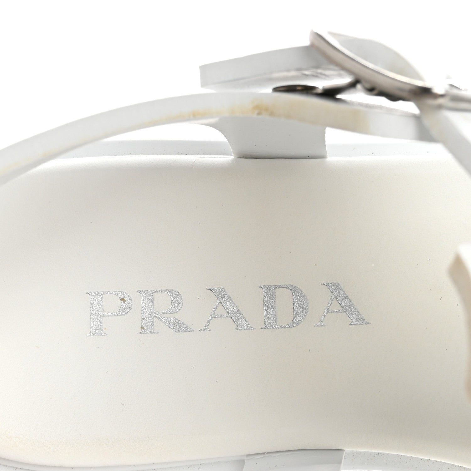 Prada Foam Rubber Metal Triangle Logo Monolith 55mm Cage Sandals 40 White 8 of 10