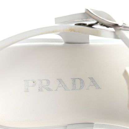 Prada Foam Rubber Metal Triangle Logo Monolith 55mm Cage Sandals 40 White 8 of 10