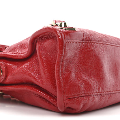 Balenciaga Glossy Nappa Gold Metallic Edge Hardware Mini City Rouge Rubis 11 of 12