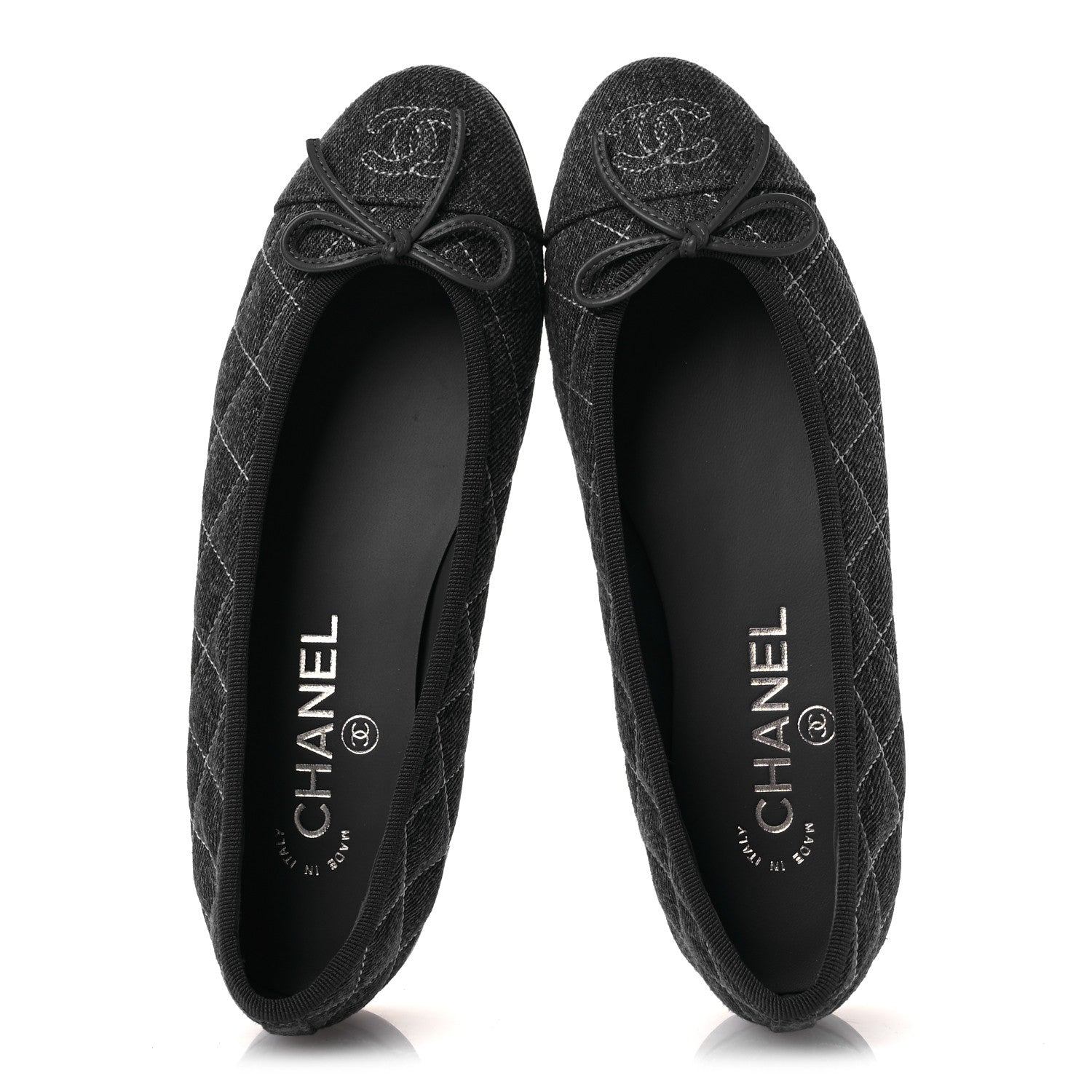 Chanel Washed Denim Quilted Cap Toe CC Ballerina Flats 36 Blue 2 of 11