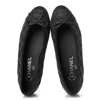 Chanel Washed Denim Quilted Cap Toe CC Ballerina Flats 36 Blue 2 of 11