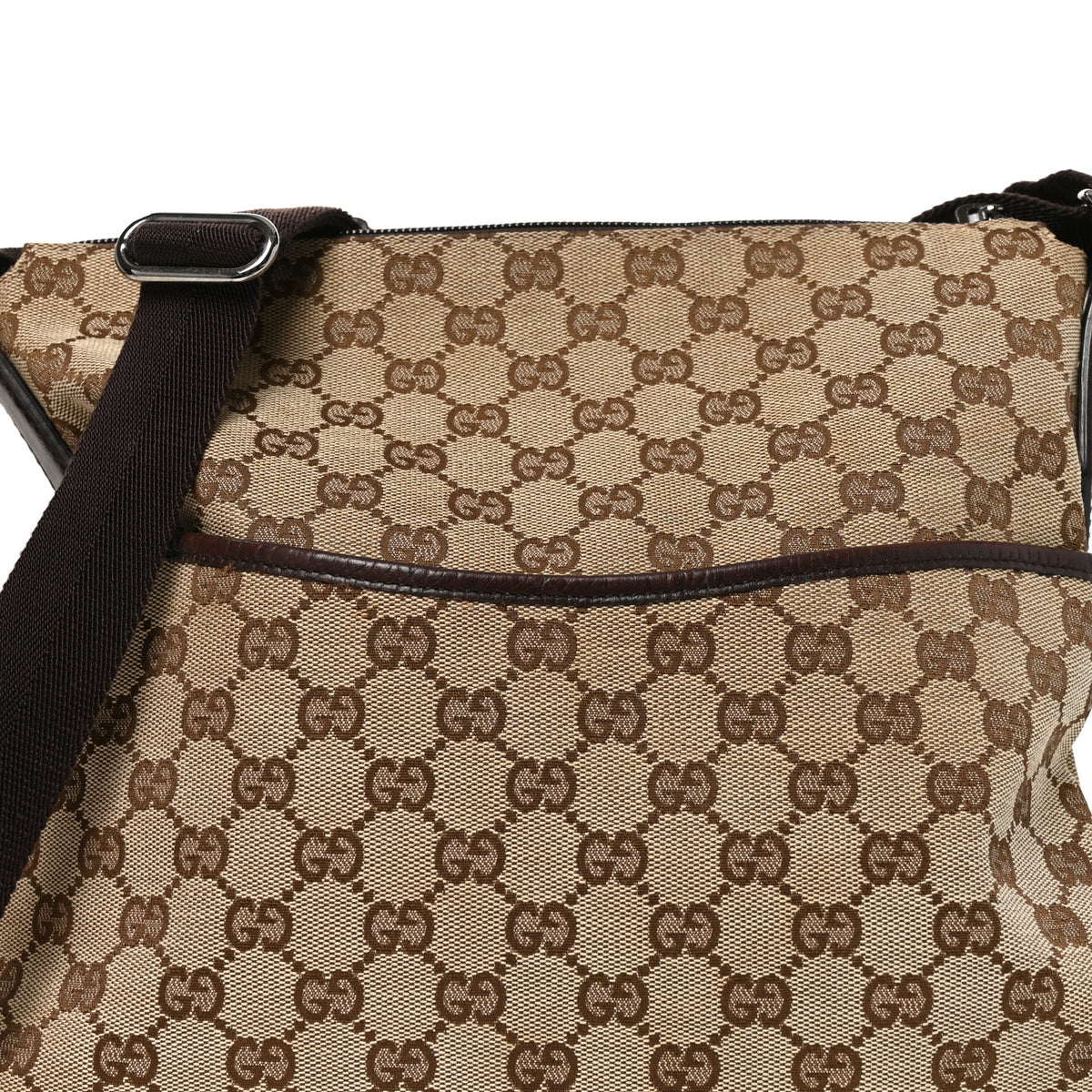 Gucci Monogram Calfskin Perforated Medium Flat Messenger Bag Dark Brown 8 of 10