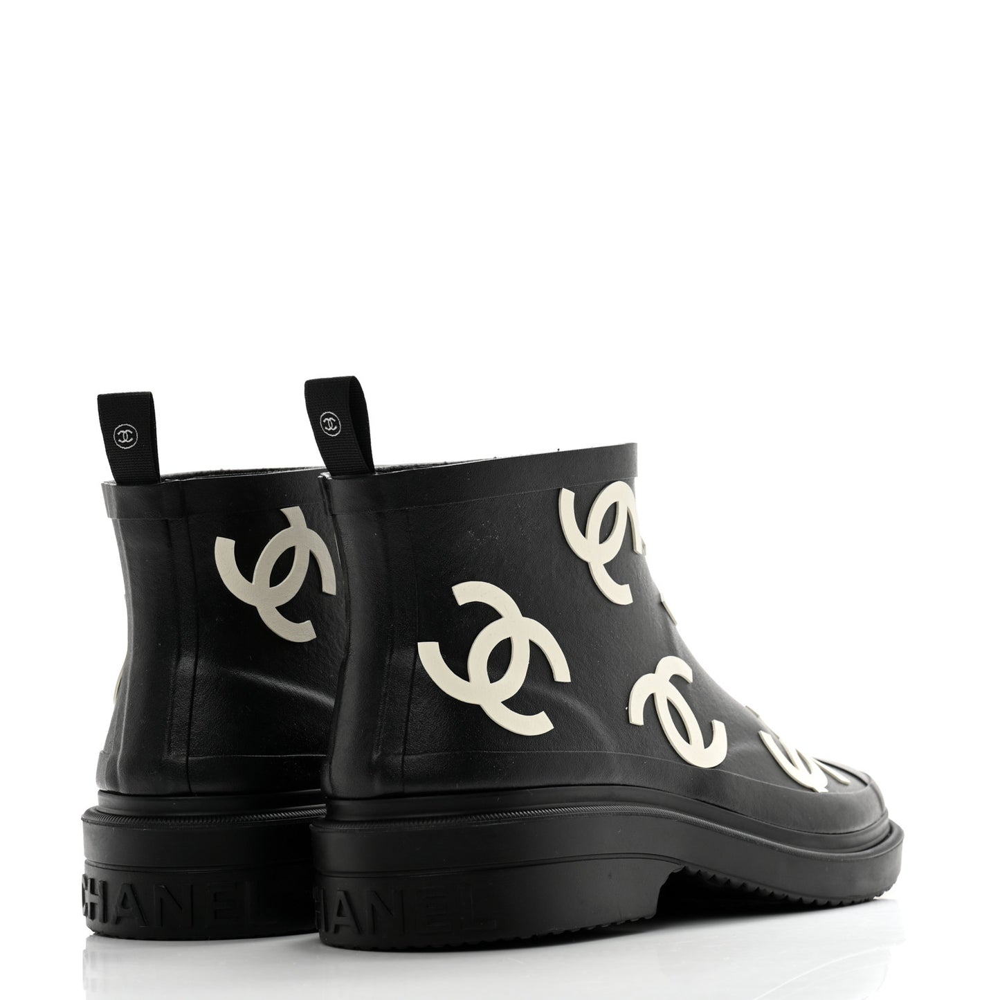 Rubber CC Print Boots 39 Black