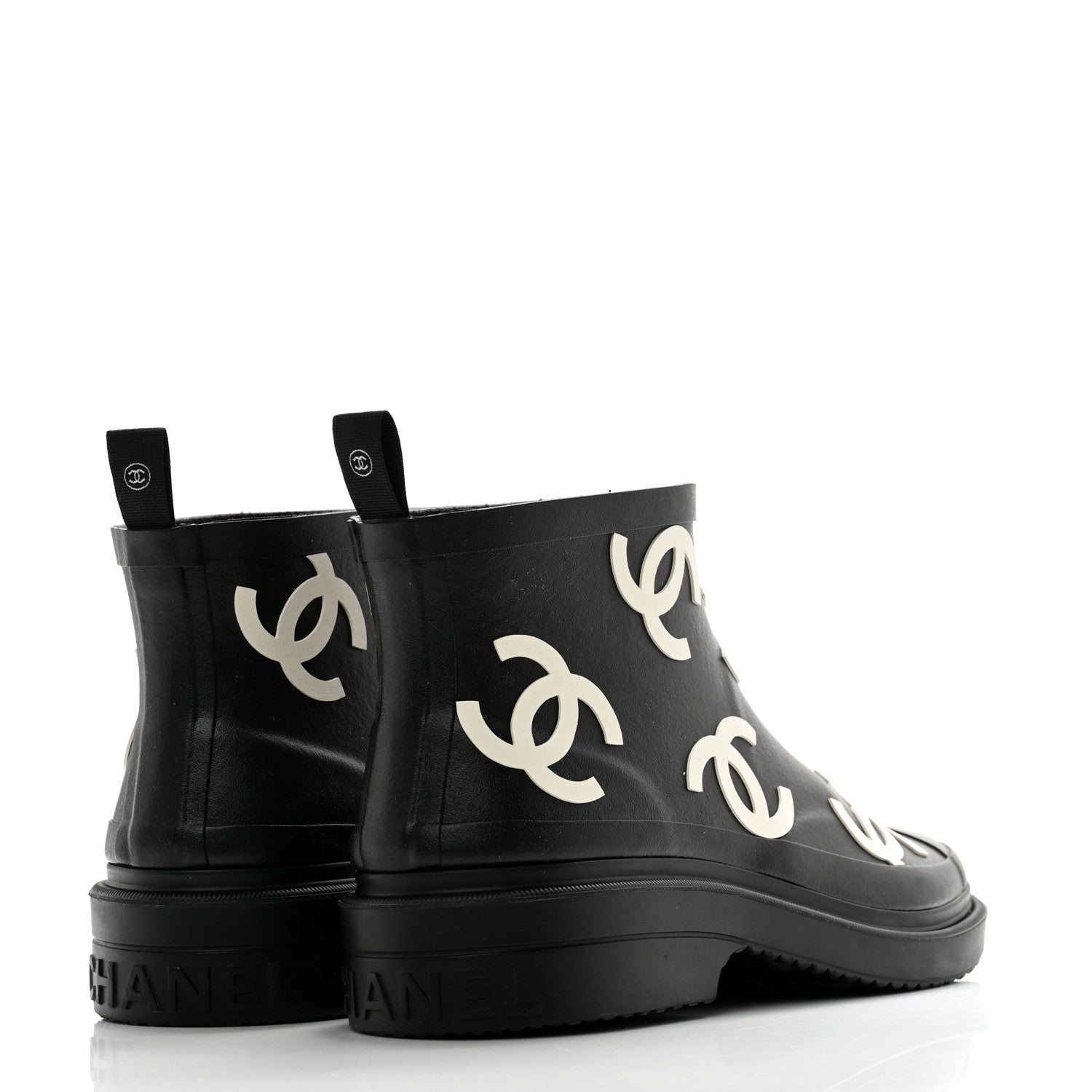Chanel Rubber CC Print Boots 39 Black 4 of 10
