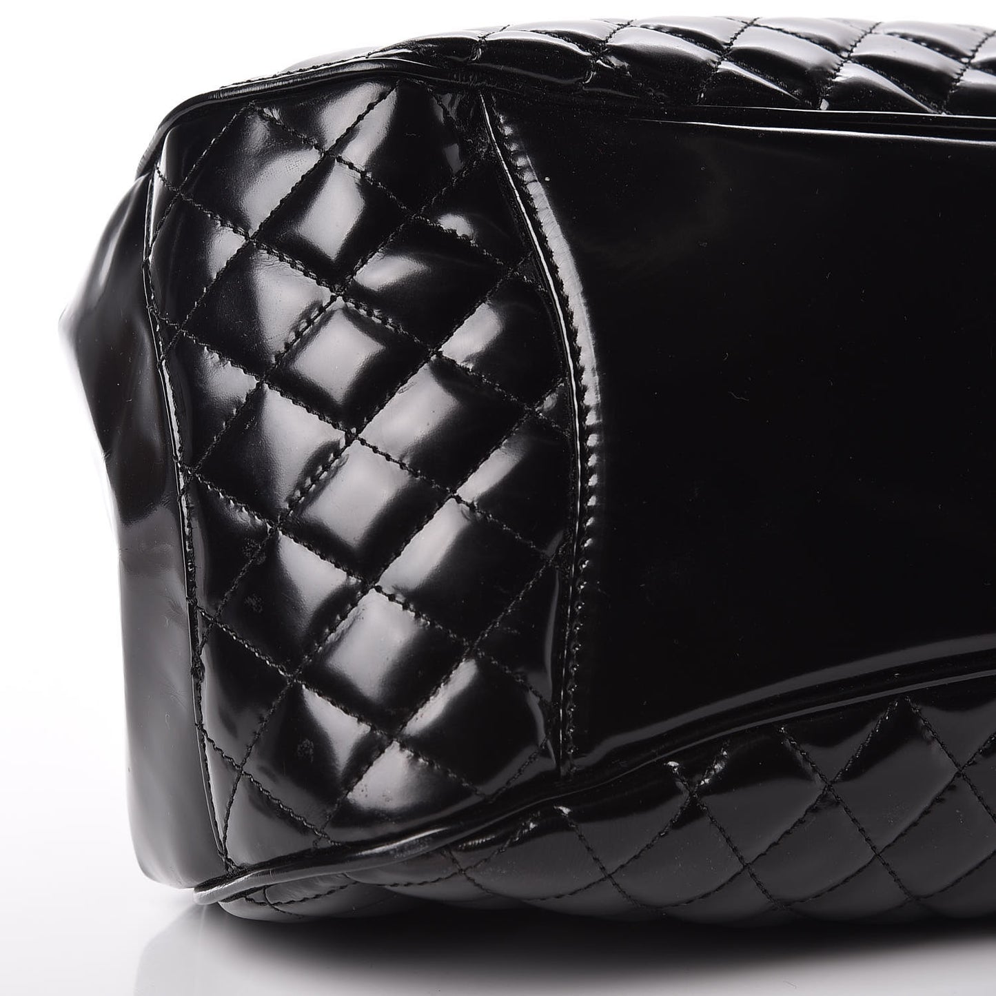 Glazed Calfskin Quilted Small Mademoiselle Frame Bag Black