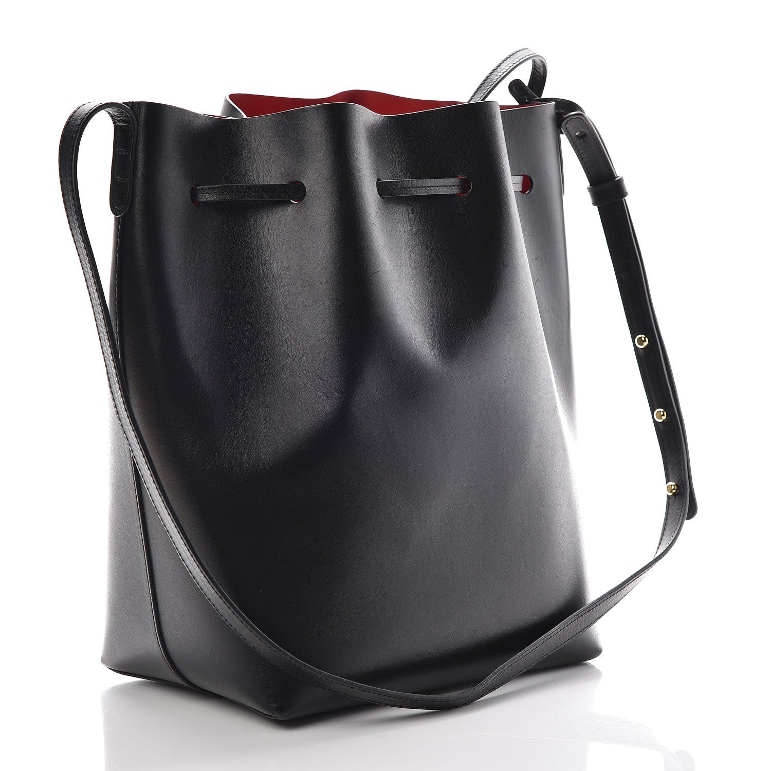 Mansur Gavriel Vegetable Tanned Calfskin Bucket Bag Black Flamma 4 of 9
