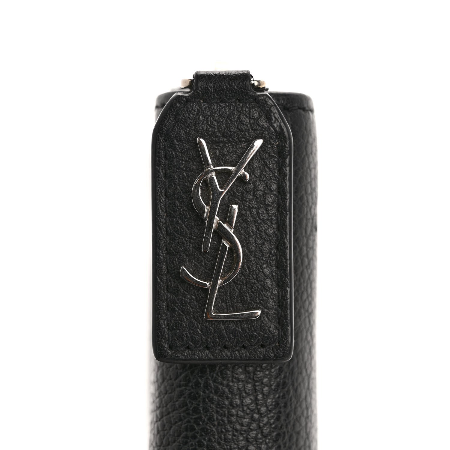 Saint Laurent Grained Calfskin Rive Gauche Compact Zip Around Wallet Black 8 of 11