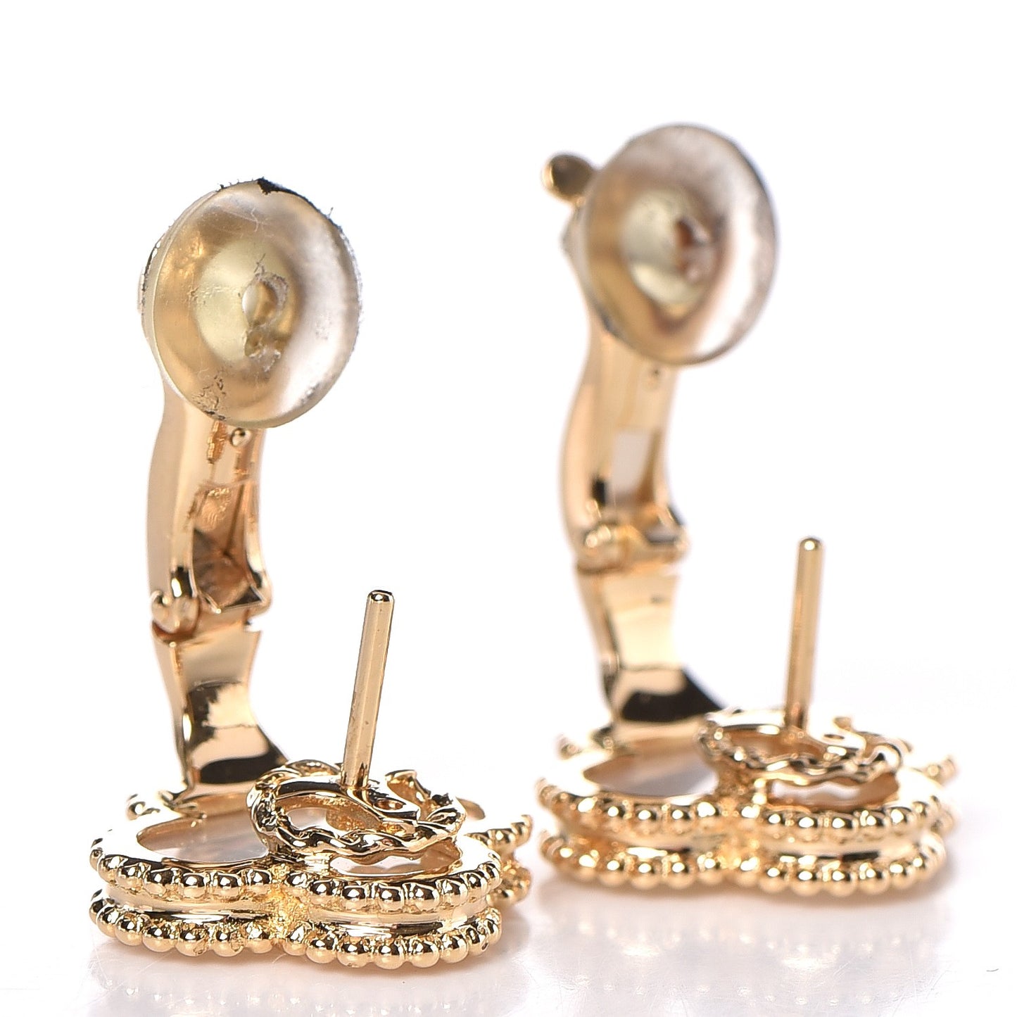 18K Yellow Gold Mother of Pearl Vintage Alhambra Earrings