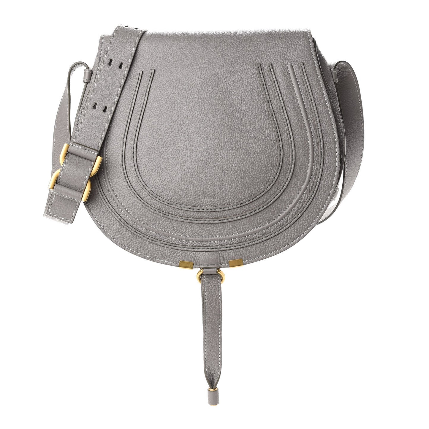 Calfskin Medium Marcie Round Crossbody Bag Cashmere Grey