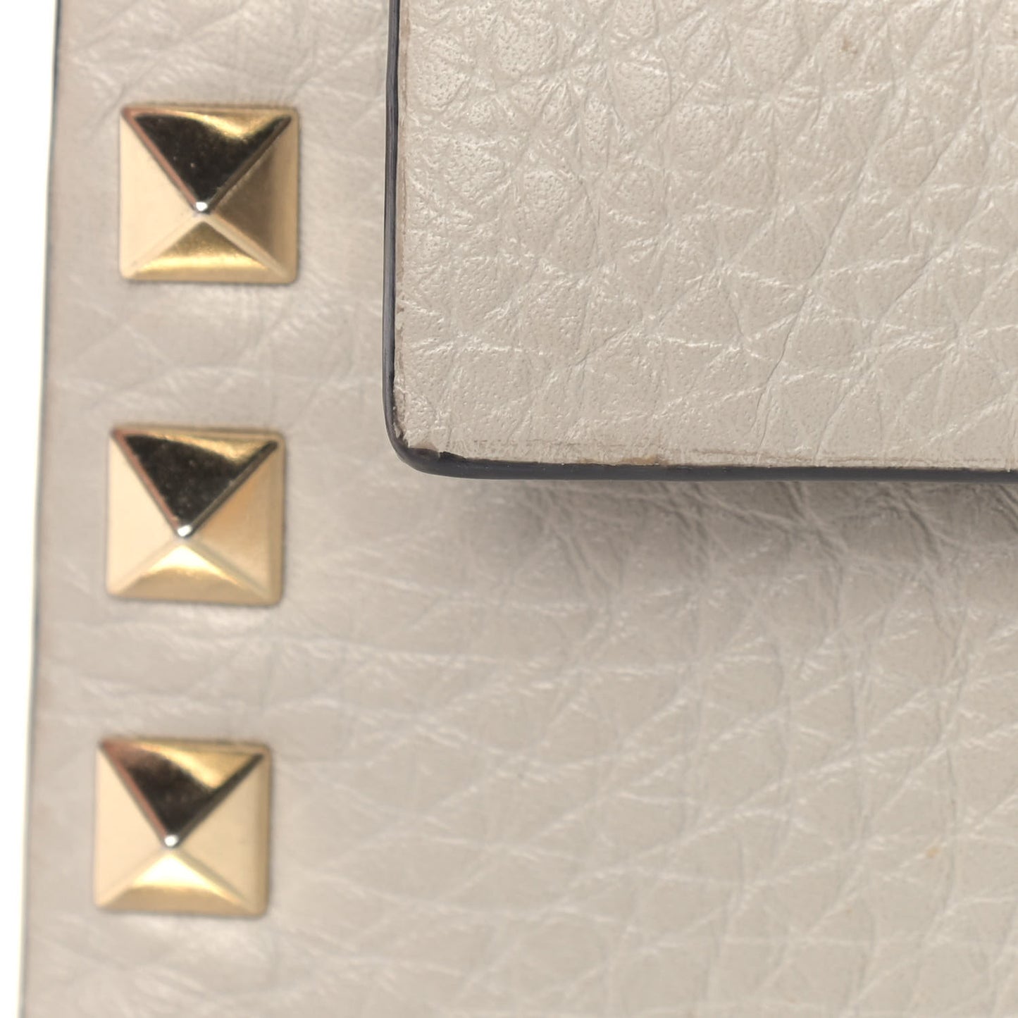 Pebbled Calfskin Small Rockstud Overlay Flap Shoulder Bag Opal Grey