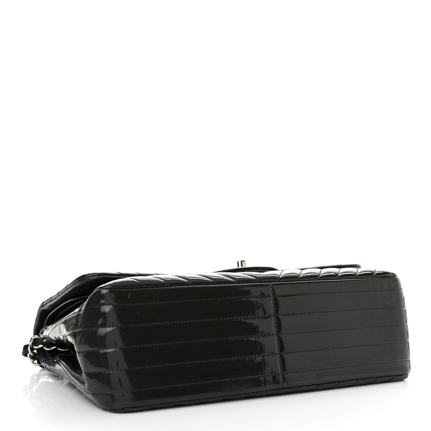 Chanel Patent Chevron Quilted Jumbo Double Flap Navy 4 of 18