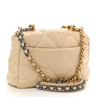 Chanel Lambskin Quilted Large Chanel 19 Flap Beige 3 of 11