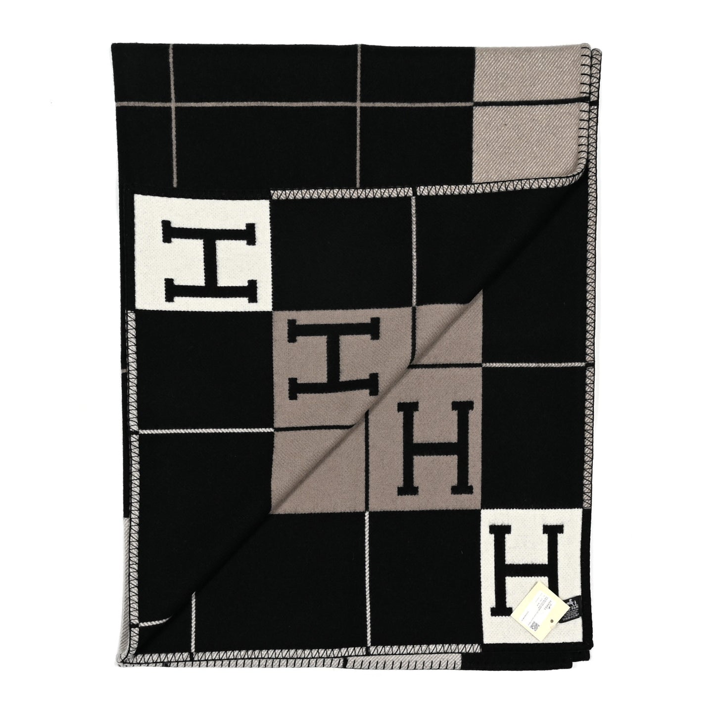 Wool Cashmere Avalon III Blanket Ecru Black