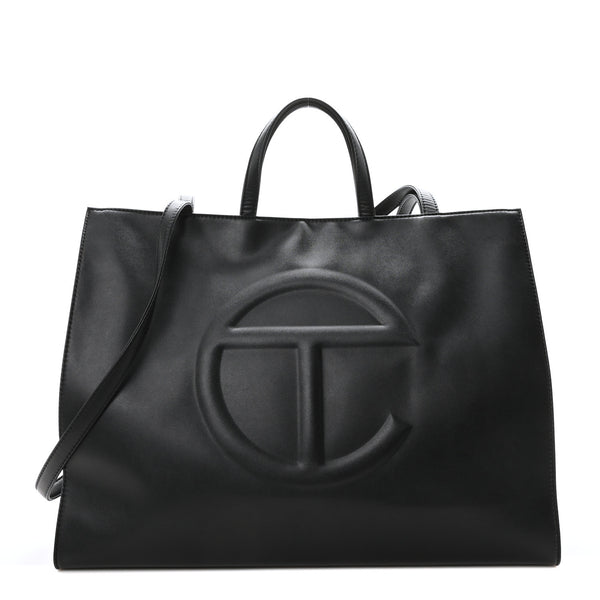 Telfar Vegan Leather Large Shopping Bag Black 1657557 – FASHIONPHILE