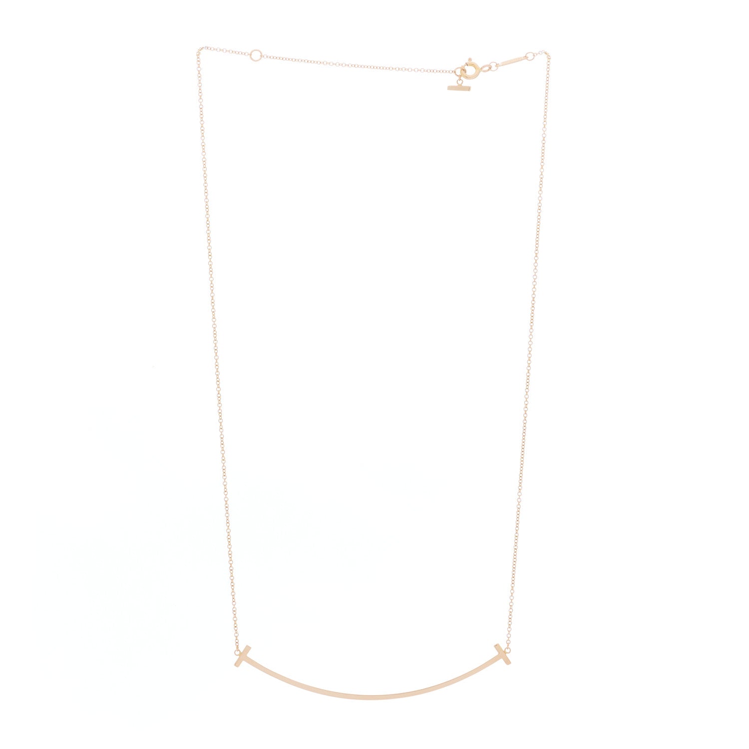 Tiffany 18K Rose Gold Large T Smile Pendant Necklace 2 of 5