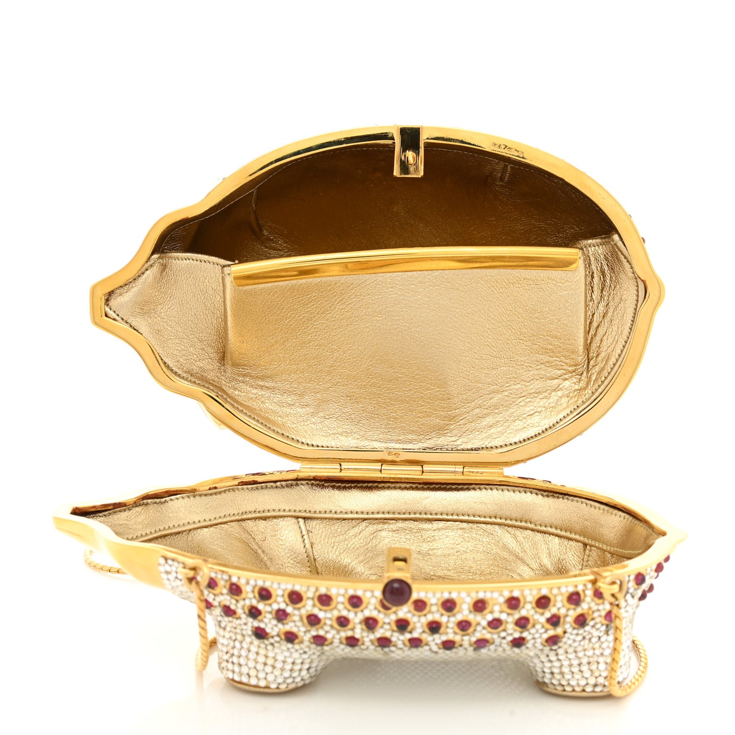 Swarovski Crystal Hedgehog Wilbur Minaudiere Clutch Gold Silver