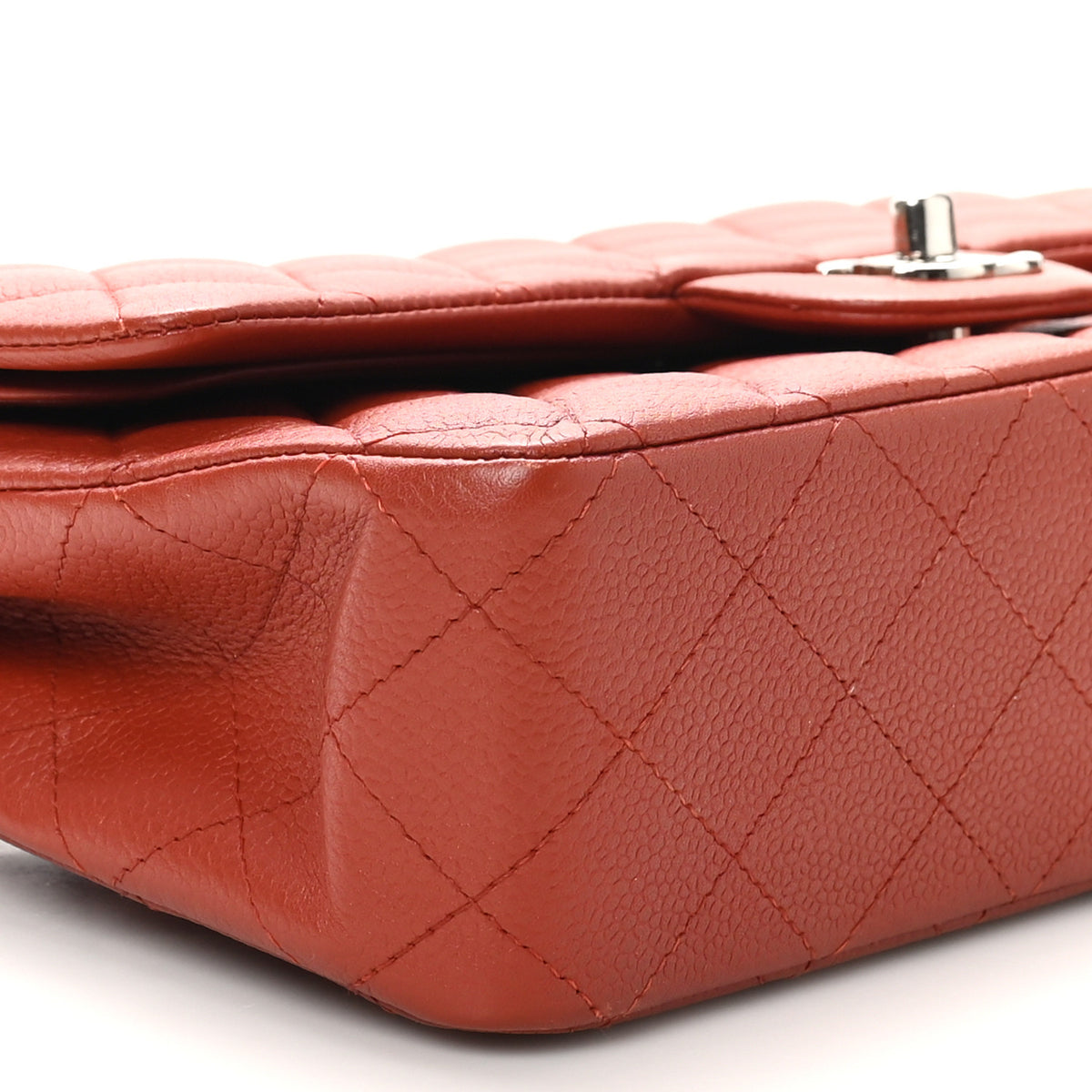 Caviar Quilted Medium Double Flap Dark Red