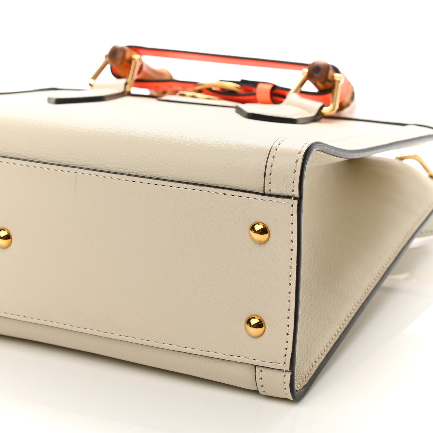 Wonka Grain Calfskin Small Diana Tote Bag Mystic White Orange Fluo