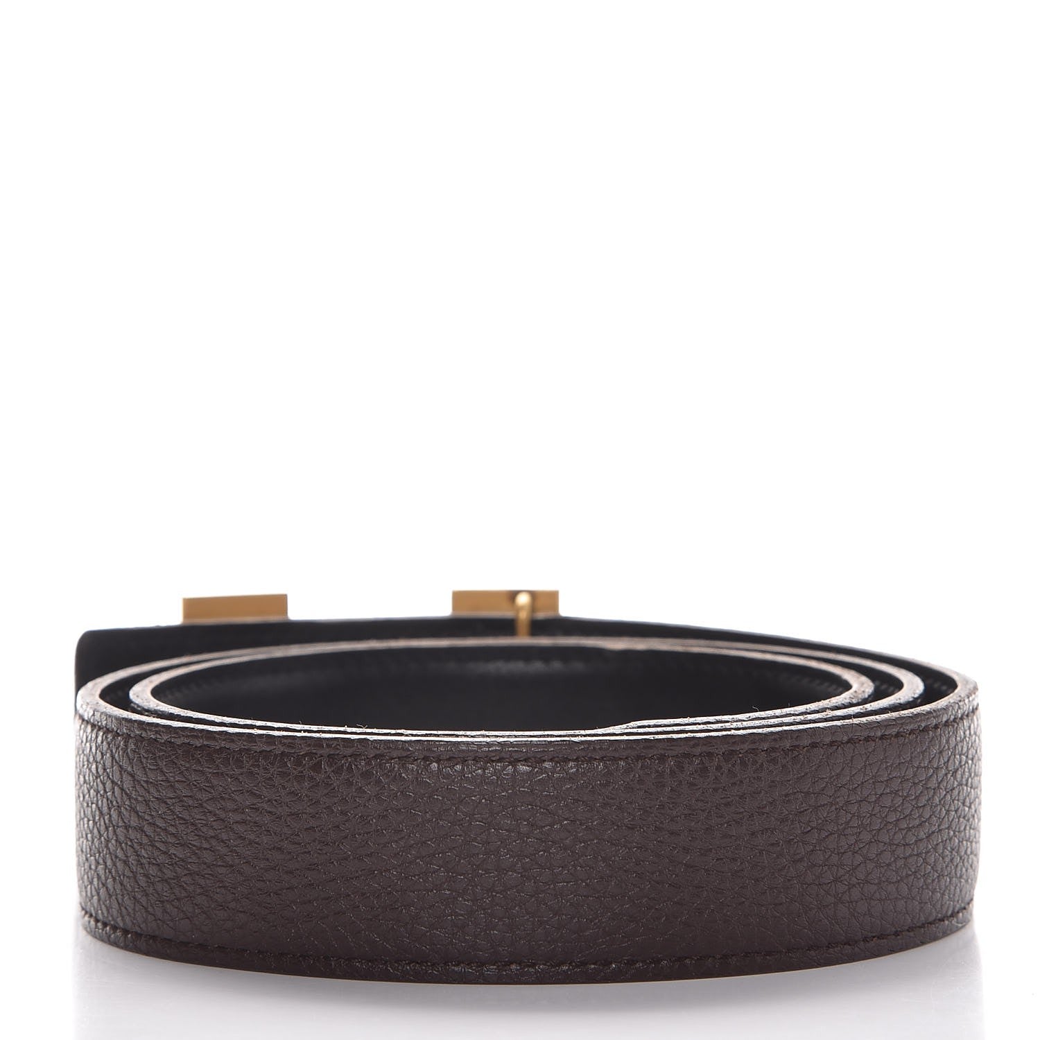 Hermes Box Togo 32mm H Belt 80 Black Chocolate 3 of 8