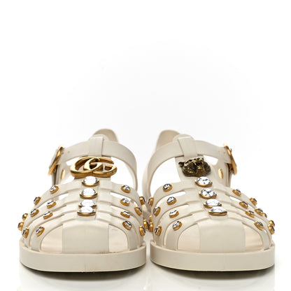 Gucci Rubber Crystal Womens Buckle Strap Sandals 41 White 2 of 8