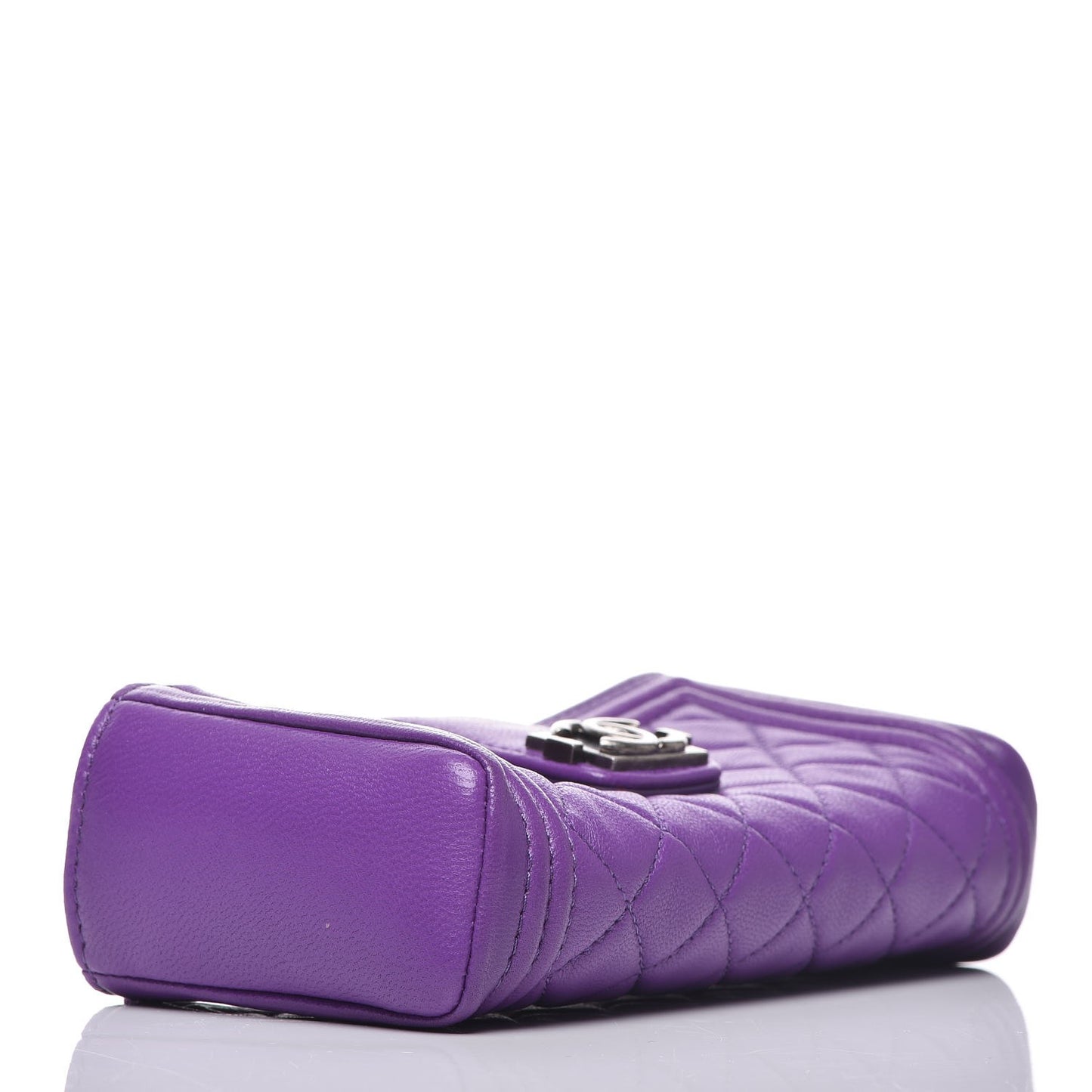Lambskin Quilted Mini Boy Phone Holder Clutch Purple