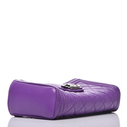 Chanel Lambskin Quilted Mini Boy Phone Holder Clutch Purple 4 of 10