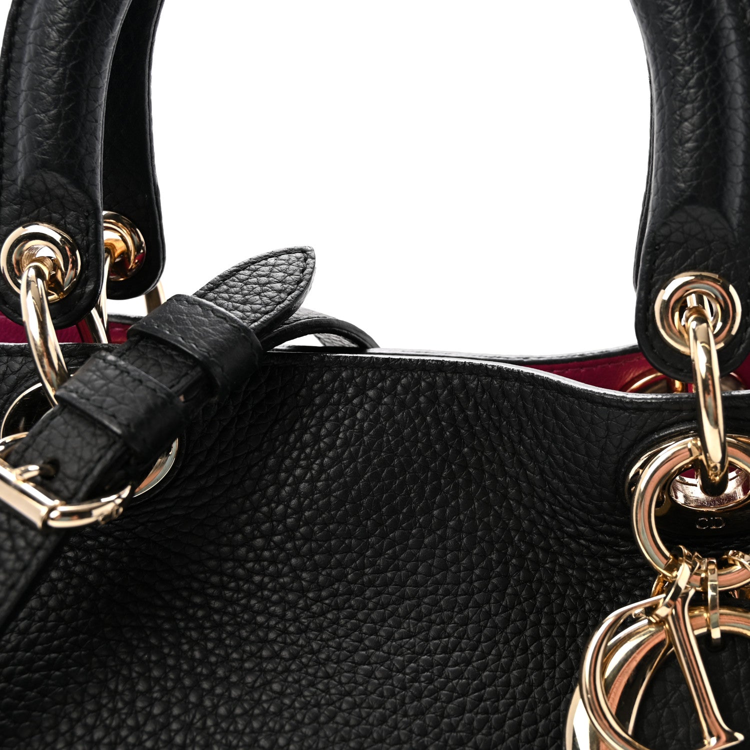 Christian Dior Bullcalf Medium Diorissimo Tote Black Rose Indien 9 of 11