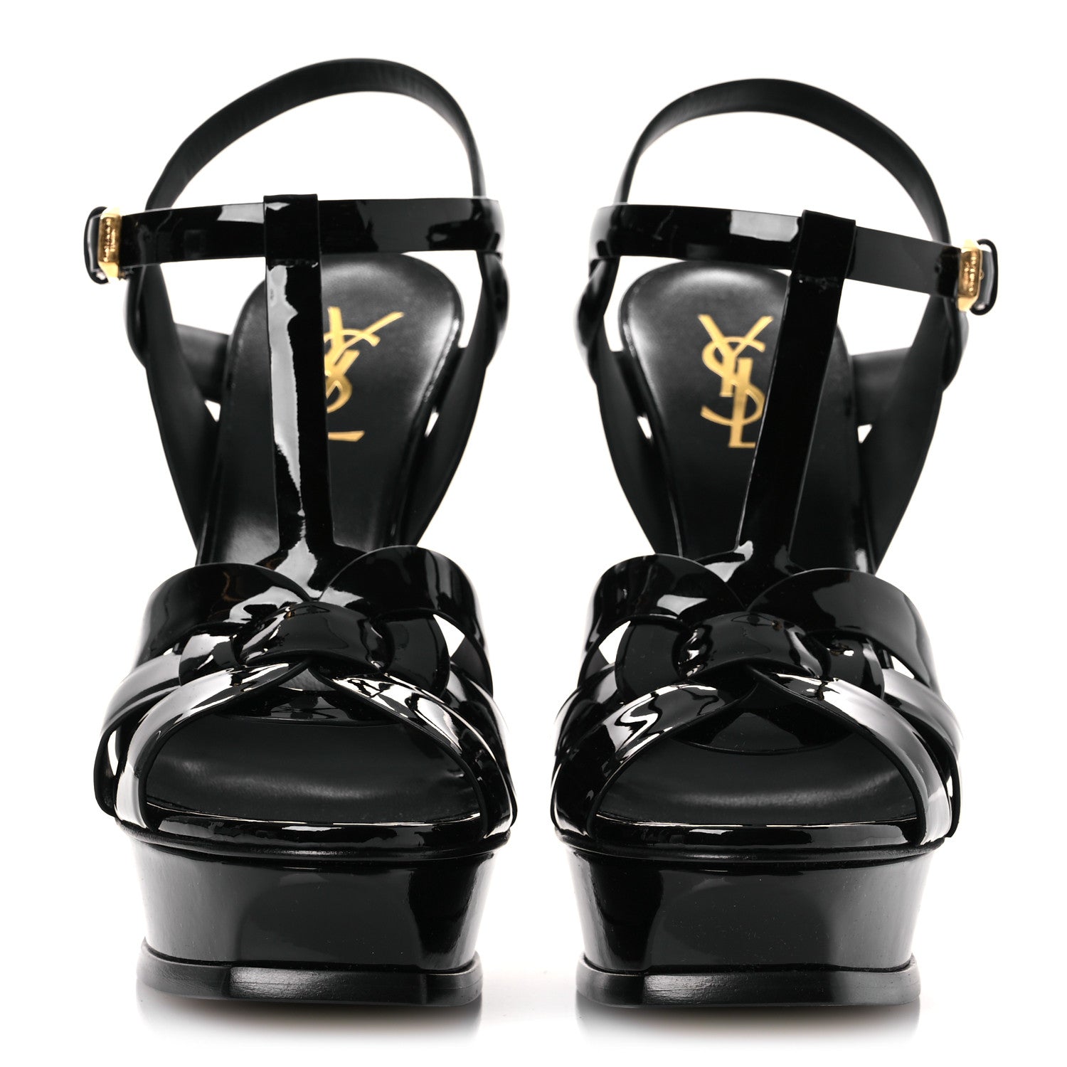 Saint Laurent Patent Tribute 105 Platform Sandals 38 Black 3 of 11