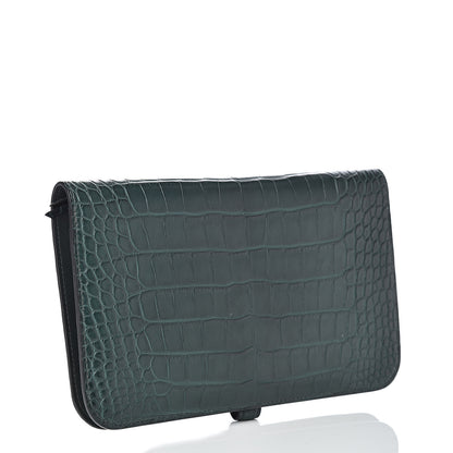 Hermes Matte Alligator Dogon Combined Wallet Vert Fonce 4 of 12