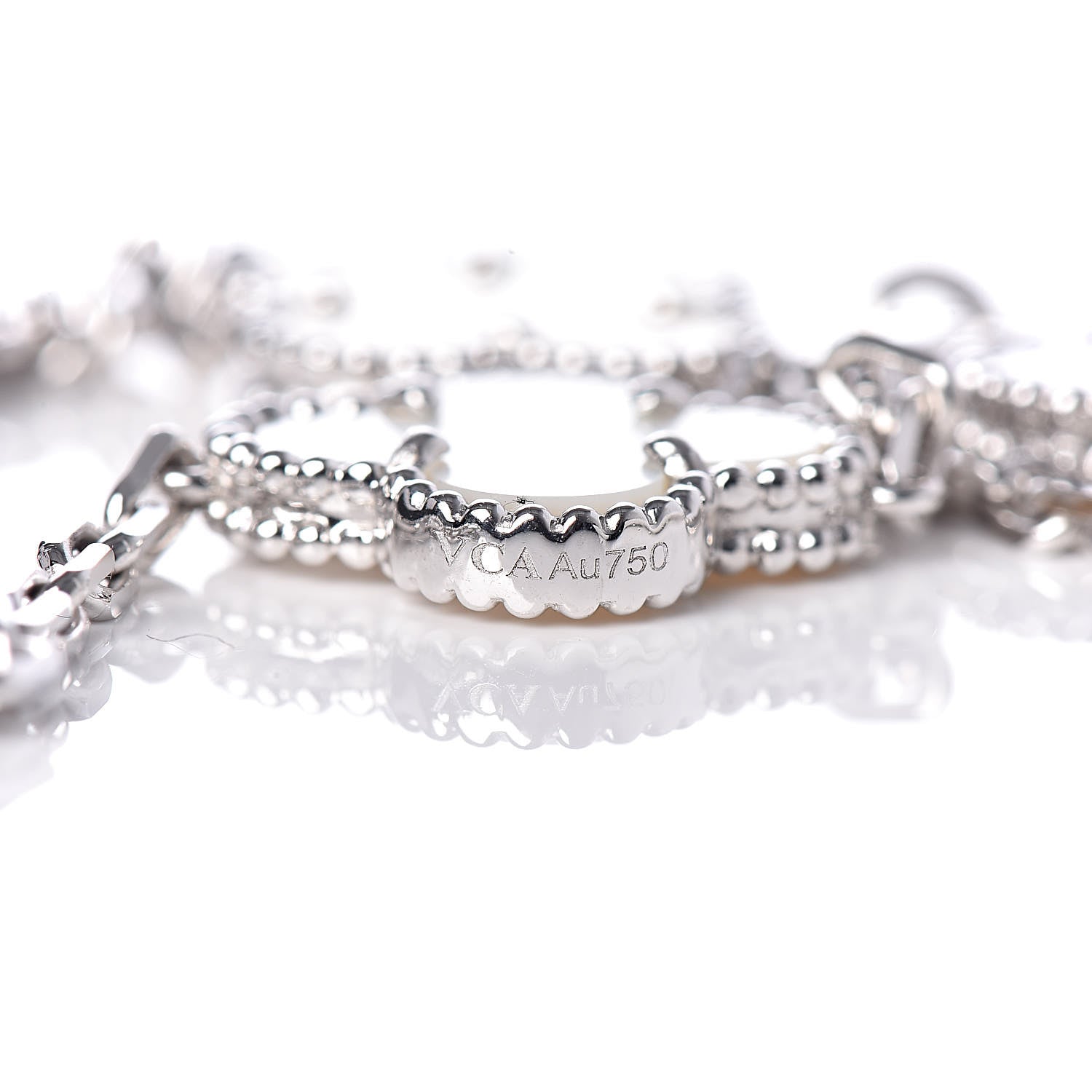 Van Cleef & Arpels 18K White Gold Mother of Pearl 5 Motifs Vintage Alhambra Bracelet 5 of 7