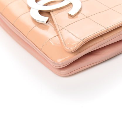 Chanel Patent Square Stitched CC Flap Clutch Beige 12 of 12