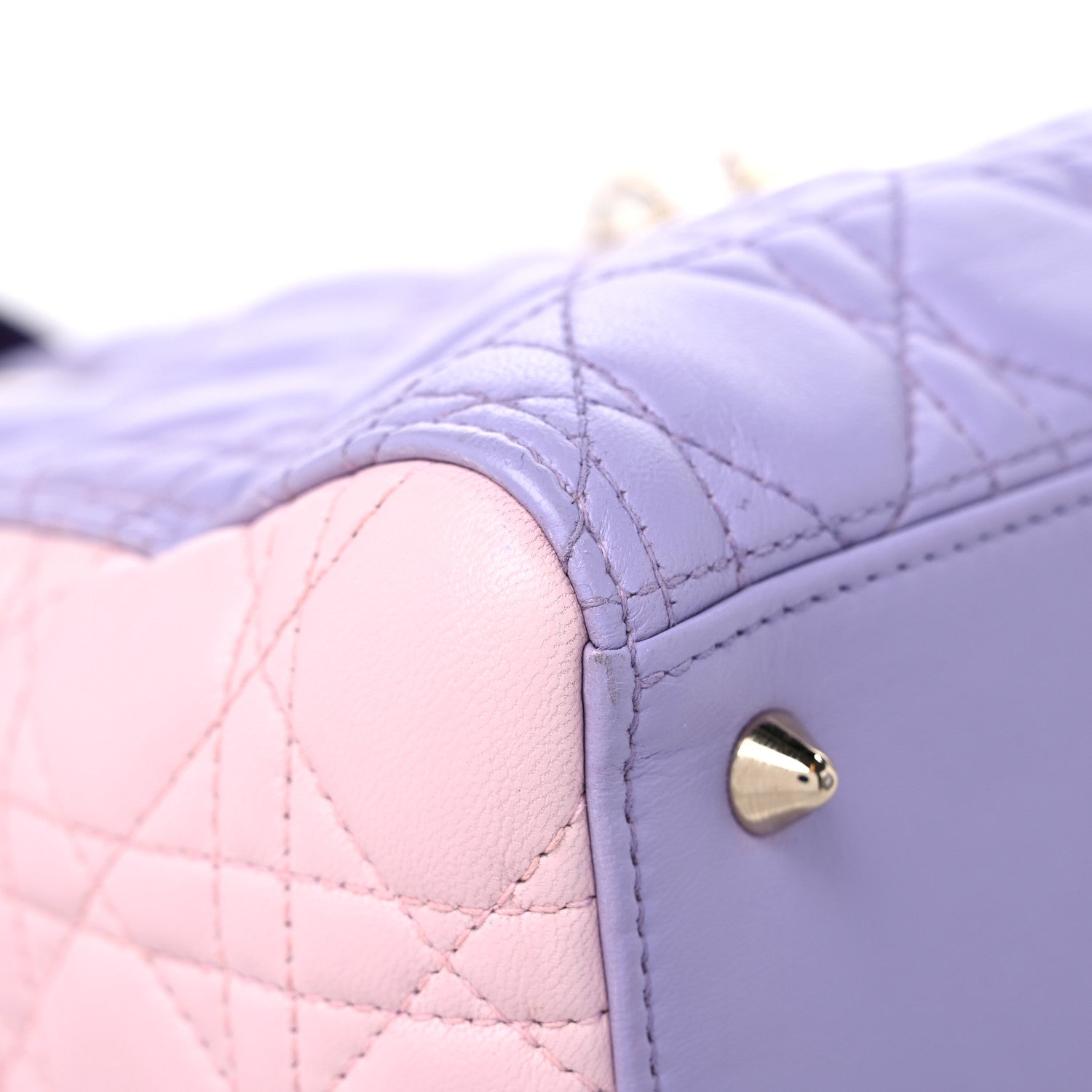 Christian Dior Lambskin Cannage Medium Tri-Color Lady Dior Purple Light Pink 7 of 16