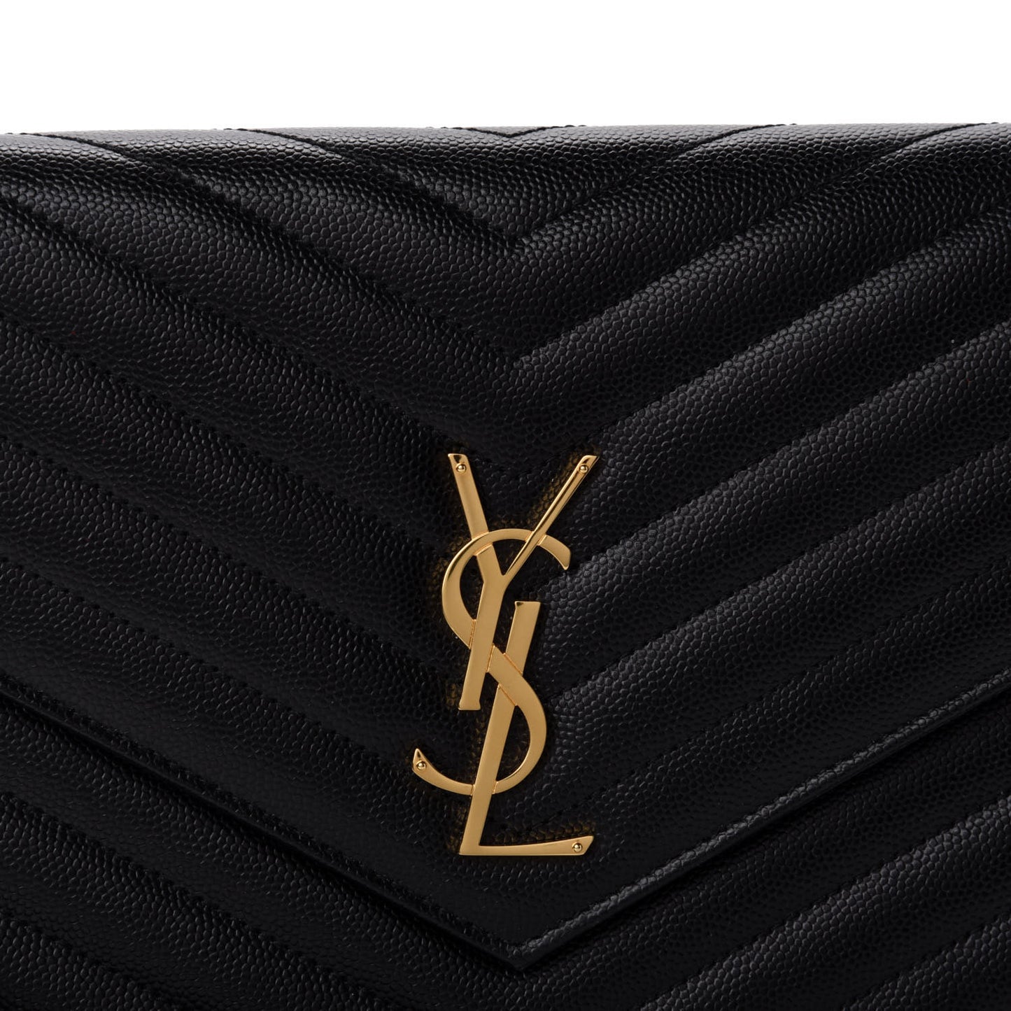 Grain De Poudre Matelasse Chevron Monogram Envelope Clutch Black