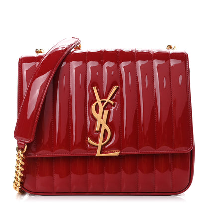 Saint Laurent Patent Matelasse Monogram Large Vicky Chain Bag Rouge Eros 1 of 4