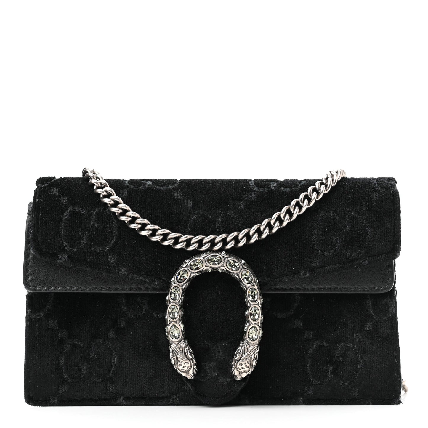 Velvet GG Monogram Super Mini Dionysus Shoulder Bag Black