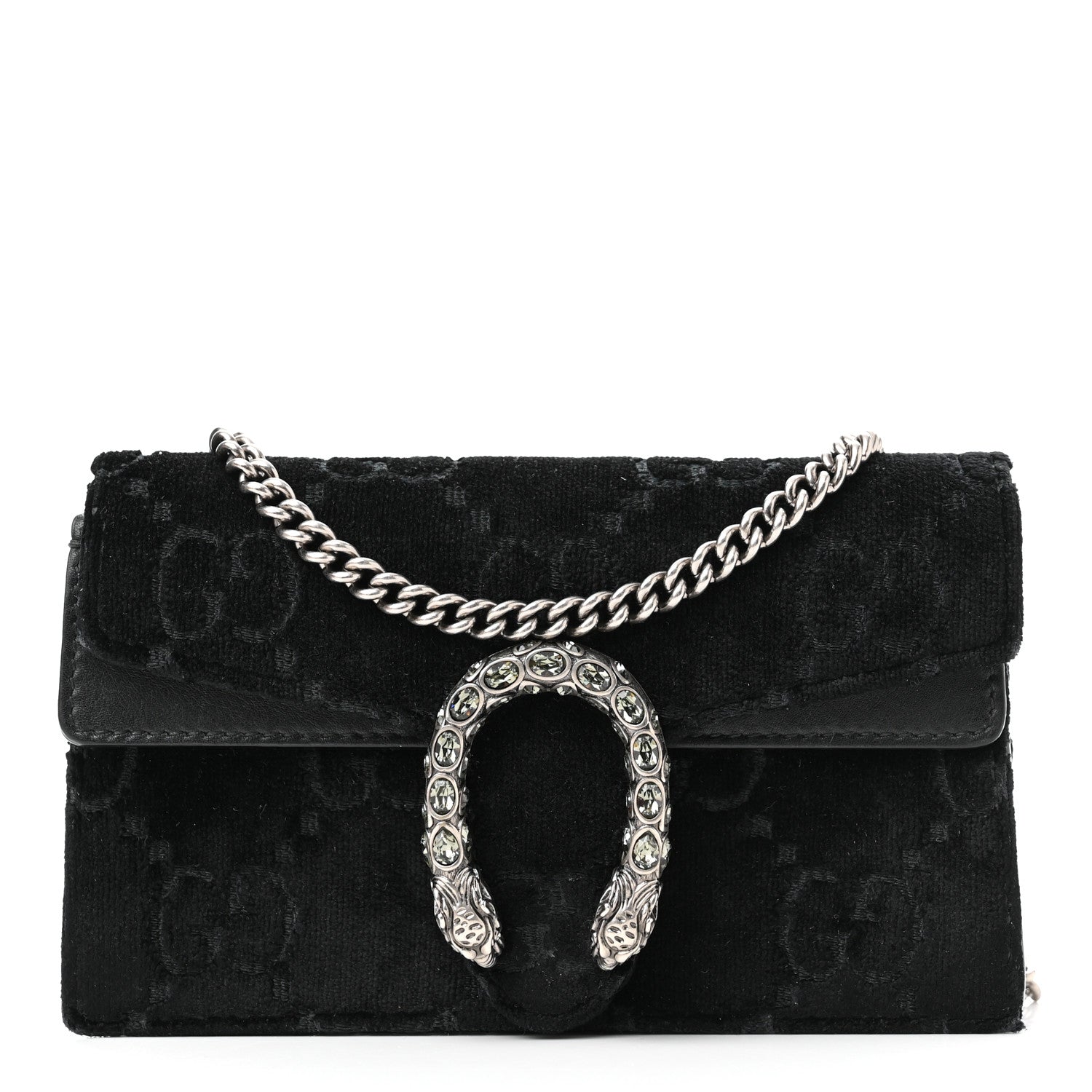 Gucci Velvet GG Monogram Super Mini Dionysus Shoulder Bag Black 1 of 15