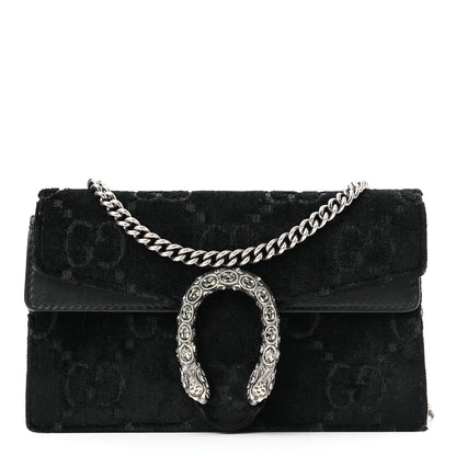 Gucci Velvet GG Monogram Super Mini Dionysus Shoulder Bag Black 1 of 15